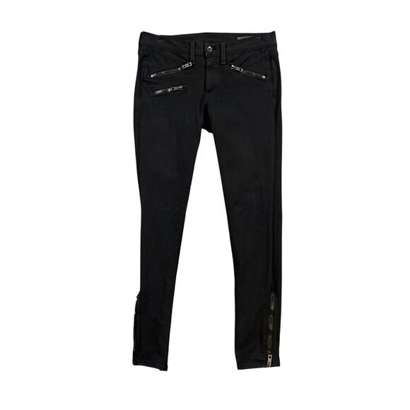 Rag & Bone Jeans Womens 27 Black Skinny Equestrian Ankle Zipper Details Stretch - Picture 1 of 10